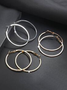 1 par Pendientes de aro con diseño de diamante de imitación - Oro rosa - Ver 2