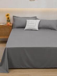 3入組/套素色床單套裝不附帶極簡風格織物床單套裝適用於家庭 - 淺灰色 - 查看 3