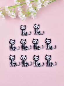 10 Cái/bộ Halloween Đầu Lâu Mèo Acrylic Mặt Dây Chuyền Hạt Cho Tự Làm Bông Tai Vòng Cổ Trang Sức Làm - màu đen - Xem 2