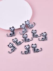 10 Cái/bộ Halloween Đầu Lâu Mèo Acrylic Mặt Dây Chuyền Hạt Cho Tự Làm Bông Tai Vòng Cổ Trang Sức Làm - màu đen - Xem 1