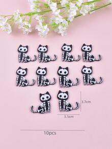 10 Cái/bộ Halloween Đầu Lâu Mèo Acrylic Mặt Dây Chuyền Hạt Cho Tự Làm Bông Tai Vòng Cổ Trang Sức Làm - màu đen - Xem 3