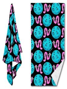 1pc Digital Print Beach Towel With Planets And Worms Pattern For Home, Life And Bathroom - Multicolor - View 2