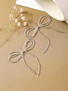 1pair Exquisite & High-end Bowknot & Tassel Dangle Earrings, Fashion & Versatile & Fresh Earrings