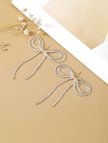 1pair Exquisite & High-end Bowknot & Tassel Dangle Earrings, Fashion & Versatile & Fresh Earrings
