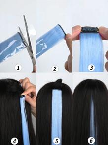 8 片彩色夹式接发，20 英寸长直发，夹式合成假发，万圣节角色扮演装扮时尚派对圣诞节狂欢节音乐节新年礼物（白色） - 黑色 - 查看 8