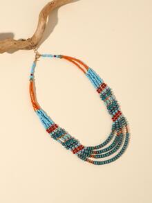 一件誇張的尼泊爾波西米亞風格多層串珠戒型項鍊,適合女性日常佩戴 - 彩色 - 查看 2