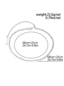 2 Chiếc Nữ Vintage Phong Cách Đơn Giản Ngọc Trai Giả Trang Trí Nhiều Lớp Dây Thắt Lưng Đi Biển Thường Kỳ Nghỉ - Bạc - Xem 5