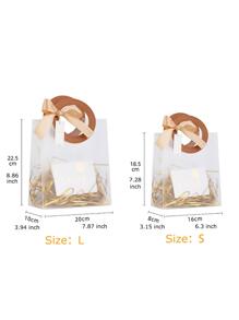 1 túi quà tặng quai tròn họa tiết da, túi quà tặng thiết thực và đa năng có kèm thẻ, thẻ và sợi raffia, dùng cho tháng Ramadan, đám cưới, lễ hội - Màu Hồng baby - Xem 5