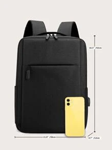 14 英寸背包带 USB 充电端口，适合男士和女士的礼物，适合笔记本电脑，多功能大容量防水手提包书包笔记本电脑包背包单肩包旅行包运动包大学包学校用品大学商务户外徒步旅行露营运动休闲背包旅行包通勤尼龙商务休闲简约假日旅行背包男士礼物户外爸爸礼物父亲礼物男士礼物情人节礼物 - 黑色 - 查看 3