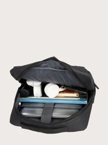 14 英寸背包带 USB 充电端口，适合男士和女士的礼物，适合笔记本电脑，多功能大容量防水手提包书包笔记本电脑包背包单肩包旅行包运动包大学包学校用品大学商务户外徒步旅行露营运动休闲背包旅行包通勤尼龙商务休闲简约假日旅行背包男士礼物户外爸爸礼物父亲礼物男士礼物情人节礼物 - 黑色 - 查看 6