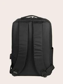 14 英寸背包带 USB 充电端口，适合男士和女士的礼物，适合笔记本电脑，多功能大容量防水手提包书包笔记本电脑包背包单肩包旅行包运动包大学包学校用品大学商务户外徒步旅行露营运动休闲背包旅行包通勤尼龙商务休闲简约假日旅行背包男士礼物户外爸爸礼物父亲礼物男士礼物情人节礼物 - 黑色 - 查看 4