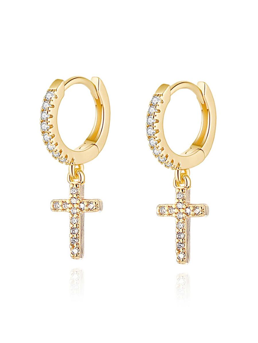 Pendants D'Oreilles Design Croix Zircone Cubique