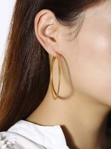 Hoa tai dạng vòng lớn bằng kim loại phóng đại thời trang dành cho nữ, phong cách cá tính - Vàng - Xem 7