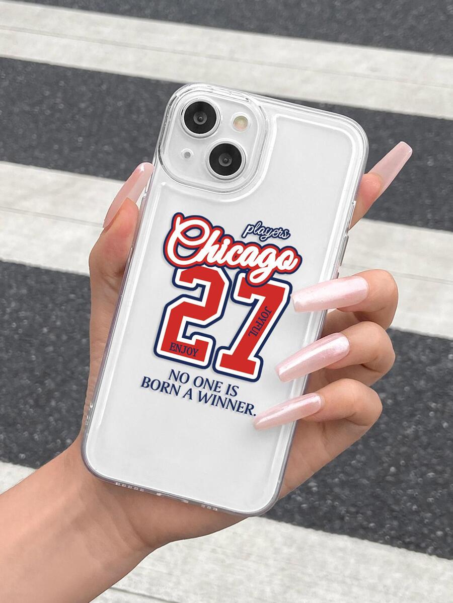Letter Graphic Clear Phone Case - Multicolor - View 1