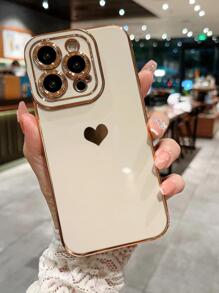 愛心圖案手機殼 - 米色 - 查看 1