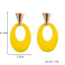 1 Đơn Giản & Sáng Tạo Xịt Hình Học Rỗng Ra Hình Elip Bông Tai Nữ - Màu vàng - Xem 4