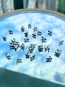 1入組縮寫字母A-Z吊墜或者Love心形墜飾或者裸鏈條樣式項鍊DIYS925純銀珠寶製作母親節情人節生日禮物適合女士 - 銀色 - 查看 6