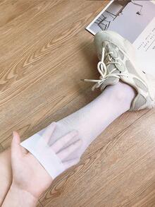 素色高筒襪 - 白色 - 查看 4