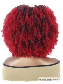 短捲髮紅色合成纖維編織假髮適合女士 - 漸層 - 查看 4