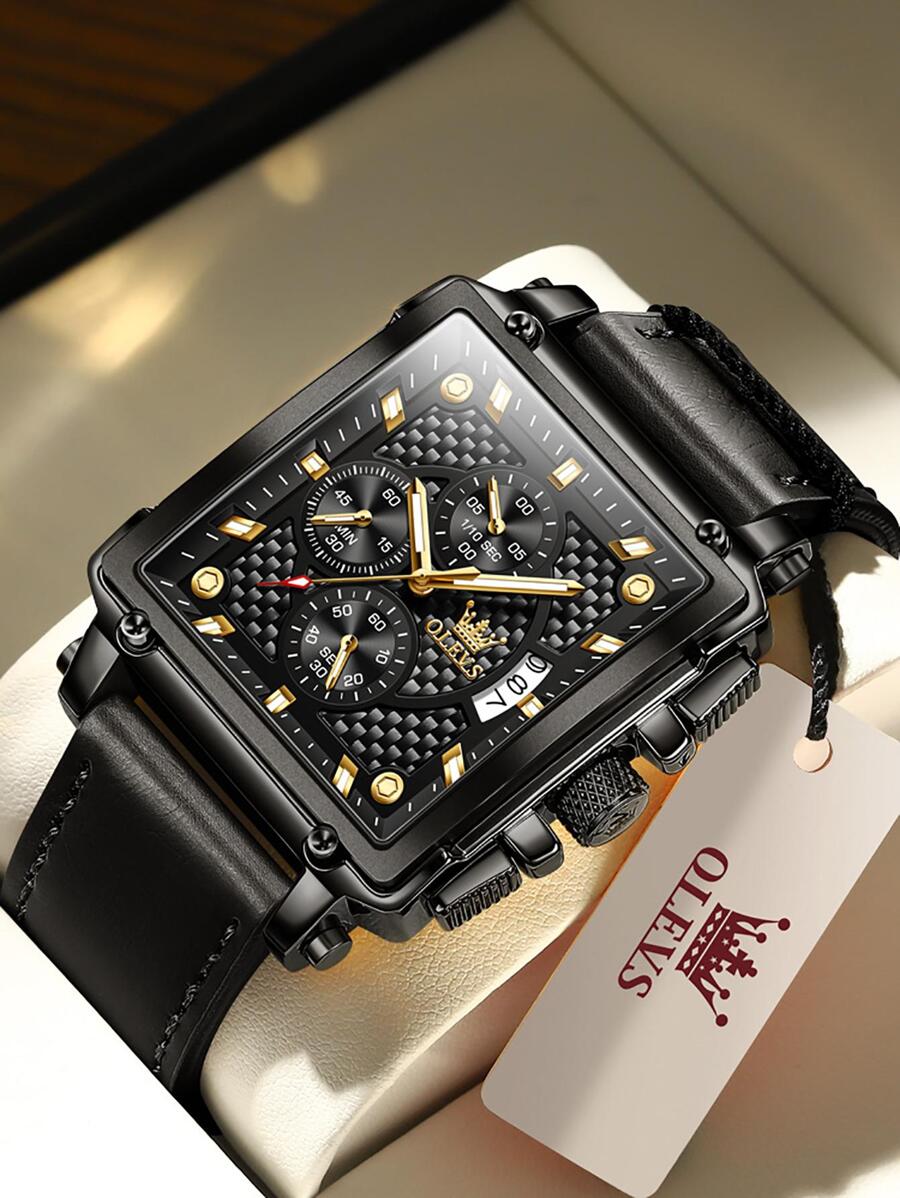 OLEVS. Relojes de Cuarzo Negro Casual Elegante Glamour Vintage Negocio Miedoso - Negro - Ver 1