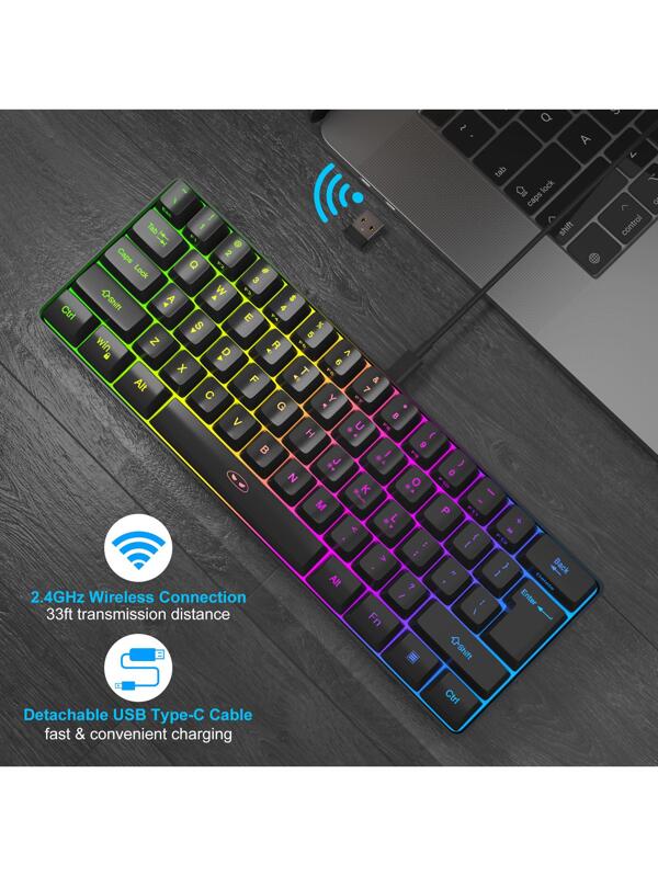 60 Wireless Gaming Keyboard with 2.4G Connection, Ultra Compact 61