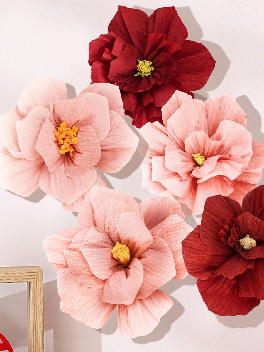 1pc Crepe Paper Flower Decoration 3d Artificial Flower For Party Background Layout - Baby Pink - View 1