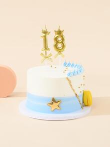 1入組金色皇冠裝飾數字蠟燭 - 彩色 - 查看 3