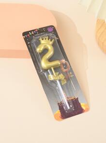 1入組金色皇冠裝飾數字蠟燭 - 彩色 - 查看 1