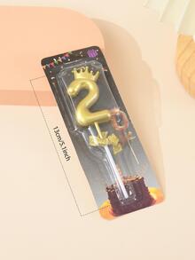 1入組金色皇冠裝飾數字蠟燭 - 彩色 - 查看 2