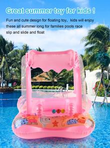 1 pieza Aro de natación para niños con decoración de campana con diseño de vida marina con dosel para piscina