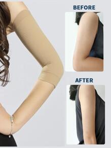 Manga del brazo, 420D Mangas negras para las piernas y mangas para los brazos Protección solar Manga envolvente para el brazo - Beis - Ver 3