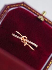 BALMORA Anillo Vintage De Plata S925 Con Sencilla Circonita Cúbica Dorada Rosa Para Mujeres Y Niñas Con Un Encantador Estilo Retro De Doble Nudo Elegante Para Bodas Y Compromisos. Un Pequeño Declaración Elegante Y Regalo De Joyería Para Novias.