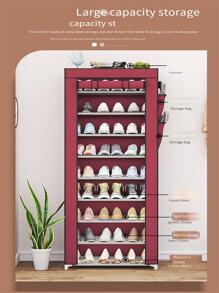 1 pieza Armario a prueba de polvo reforzado 9 capas cuadrícula de 10 zapato almacenamiento ( talla grande ) - Gris - Ver 4