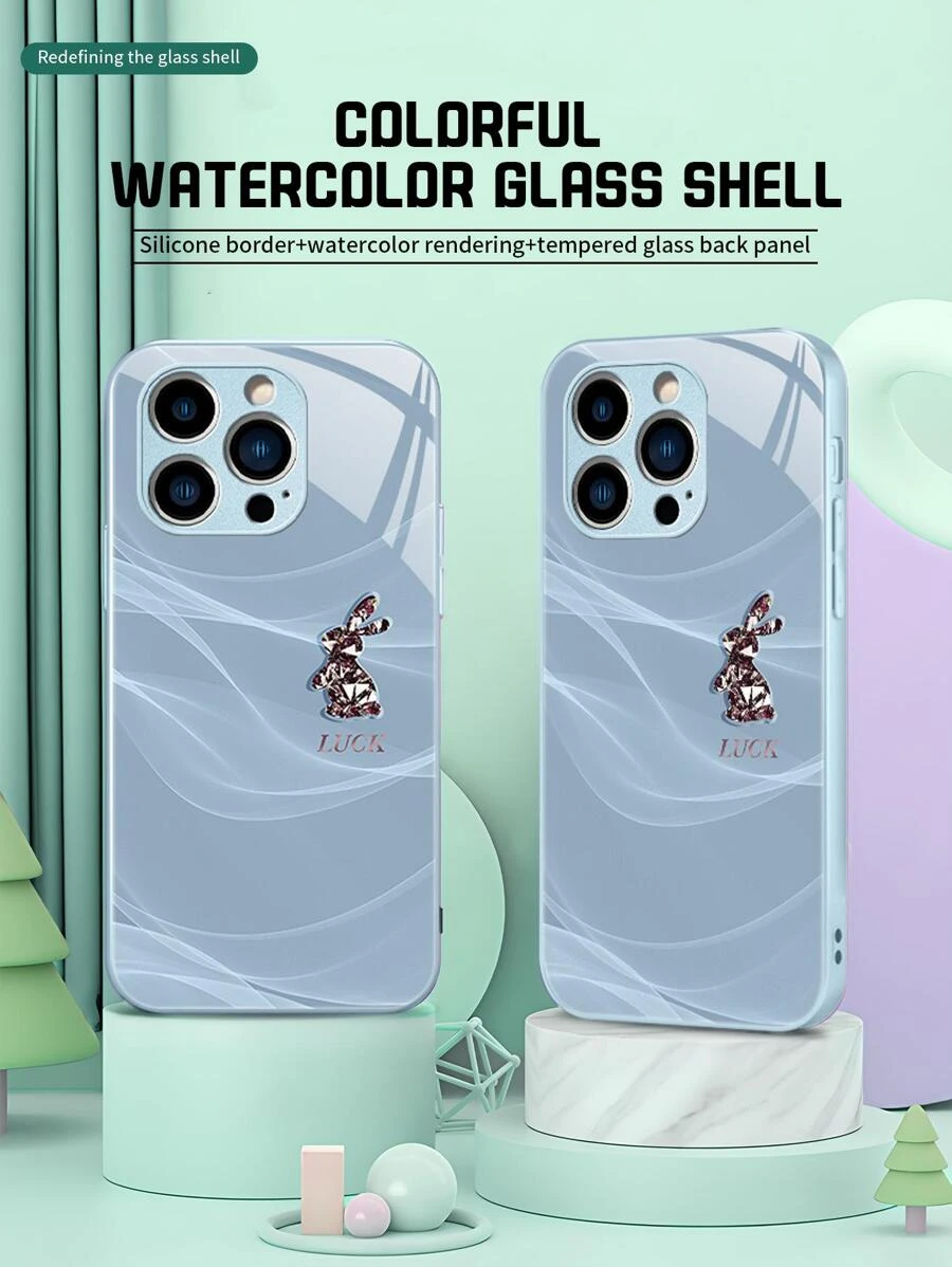 水鑽兔子裝飾防摔手機外殼 - 藍色 - 查看 1