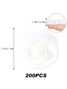 200 Pcs Artificial Rose Flower Heads, 1.97in Stemless Roses Artificial Rose Flower Heads For Crafts Fake Roses Heads Artificial Roses For DIY Craft Wedding Bouquet Party Decoration, Table Centerpiece Decorations, Party Decoration Supplies - 白色 - 查看 9