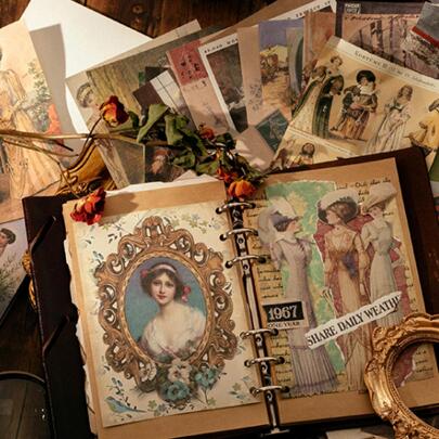 100入組復古材料紙