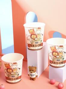 25pcs Forest & Zoo Animal Pattern Disposable Paper Cups For Party - Multicolor - View 2