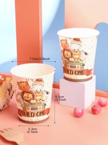 25pcs Forest & Zoo Animal Pattern Disposable Paper Cups For Party - Multicolor - View 3
