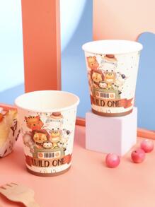 25pcs Forest & Zoo Animal Pattern Disposable Paper Cups For Party - Multicolor - View 4