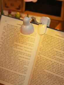 1 pieza Mini luz de libro LED de plástico con batería, luz de lectura con pinza y pilas, brazo ajustable con protección ocular para lectura nocturna, mini lámpara de libro, luz para leer