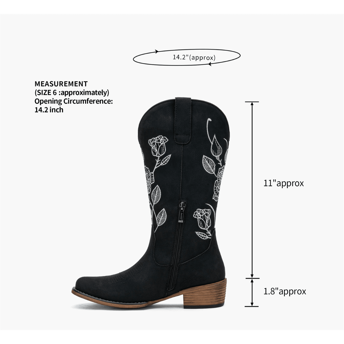 Women's 9807 Embroidery Knee High Cowboy Boots Flower Western Boots Square Toe SHEIN USA
