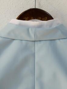 小男童素色襯衫&馬甲和褲子&領結 - 藍色 - 查看 7