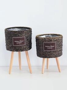 1卷標語圖案植物容器 - 鏽棕色 - 查看 1