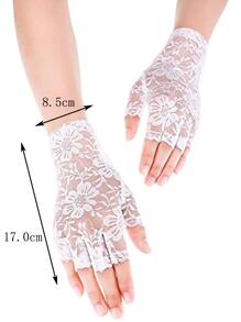Găng tay hở ngón ren hoa - trắng - Xem 4
