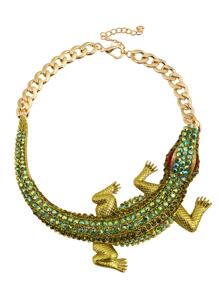 Rhinestone trang trí vòng cổ thiết kế thằn lằn - màu xanh lá - Xem 1