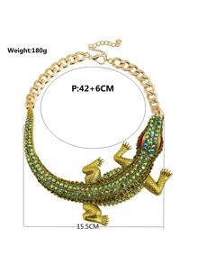 Rhinestone trang trí vòng cổ thiết kế thằn lằn - màu xanh lá - Xem 4