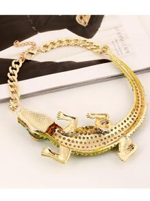 Rhinestone trang trí vòng cổ thiết kế thằn lằn - màu xanh lá - Xem 7