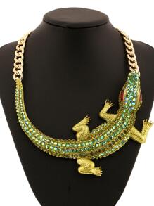 Rhinestone trang trí vòng cổ thiết kế thằn lằn - màu xanh lá - Xem 2