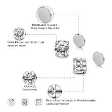 Bông Tai Kẹp Nam Châm Bằng Thép Không Gỉ Đơn Giản Thời Trang Đính Đá Cz, Không Xỏ Lỗ Cho Nam Và Nữ - 1 bộ 3 đôi - Xem 3