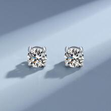 Bông Tai Kẹp Nam Châm Bằng Thép Không Gỉ Đơn Giản Thời Trang Đính Đá Cz, Không Xỏ Lỗ Cho Nam Và Nữ - 1 bộ 3 đôi - Xem 4